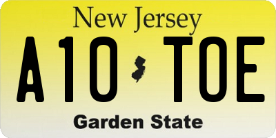 NJ license plate A10TOE