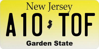 NJ license plate A10TOF