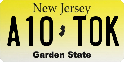 NJ license plate A10TOK