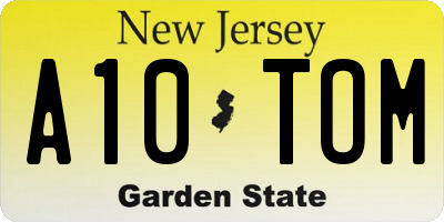 NJ license plate A10TOM