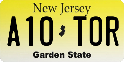 NJ license plate A10TOR