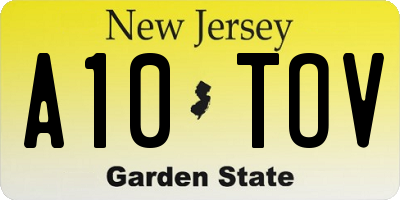 NJ license plate A10TOV