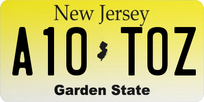 NJ license plate A10TOZ