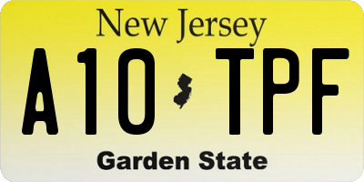 NJ license plate A10TPF