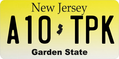 NJ license plate A10TPK