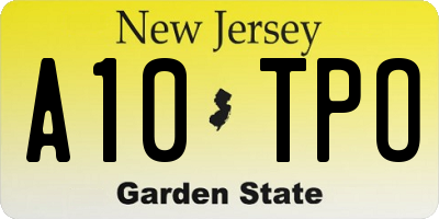 NJ license plate A10TPO