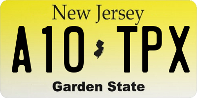 NJ license plate A10TPX