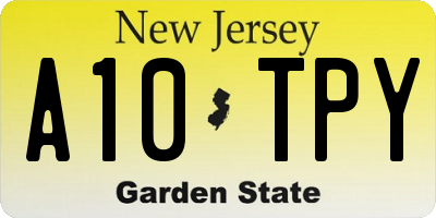 NJ license plate A10TPY