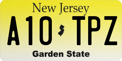 NJ license plate A10TPZ