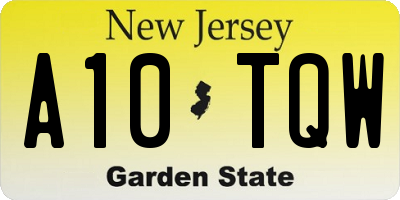 NJ license plate A10TQW