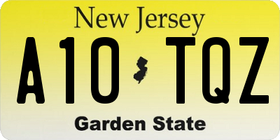 NJ license plate A10TQZ