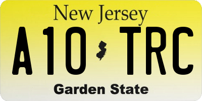 NJ license plate A10TRC