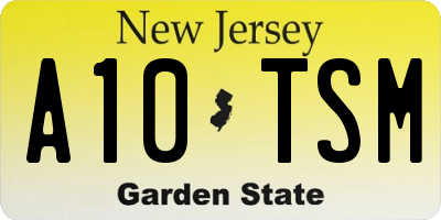 NJ license plate A10TSM