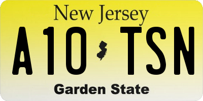 NJ license plate A10TSN