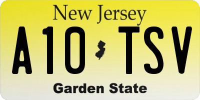 NJ license plate A10TSV