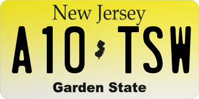 NJ license plate A10TSW