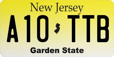 NJ license plate A10TTB