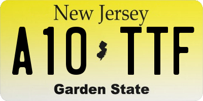 NJ license plate A10TTF