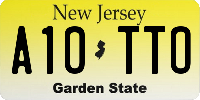 NJ license plate A10TTO