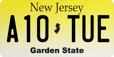 NJ license plate A10TUE