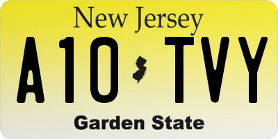 NJ license plate A10TVY