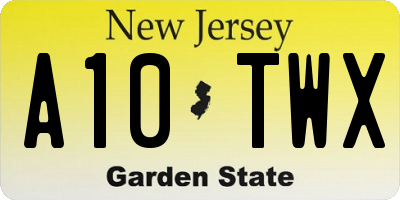 NJ license plate A10TWX