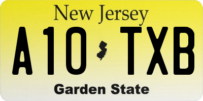 NJ license plate A10TXB