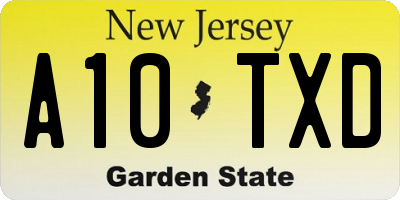 NJ license plate A10TXD