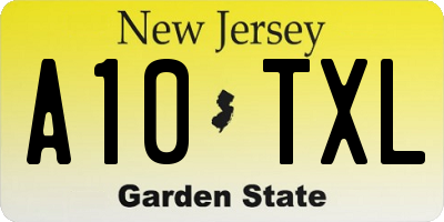 NJ license plate A10TXL