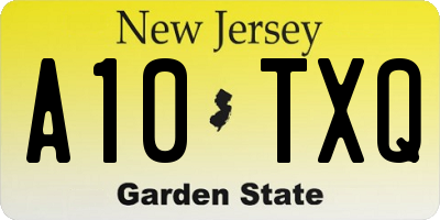 NJ license plate A10TXQ