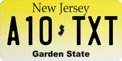 NJ license plate A10TXT