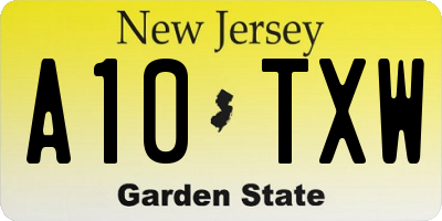 NJ license plate A10TXW