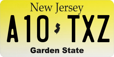 NJ license plate A10TXZ