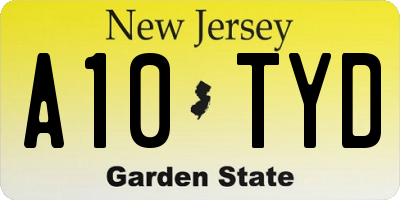 NJ license plate A10TYD