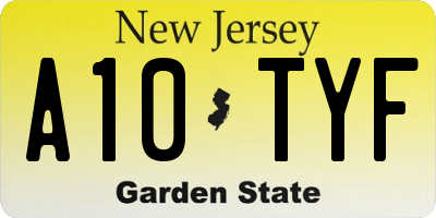 NJ license plate A10TYF