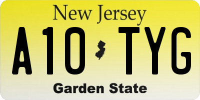 NJ license plate A10TYG