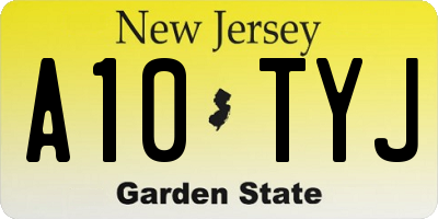 NJ license plate A10TYJ