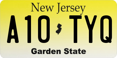 NJ license plate A10TYQ