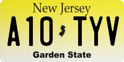 NJ license plate A10TYV