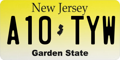 NJ license plate A10TYW