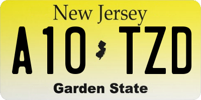 NJ license plate A10TZD