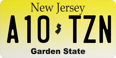 NJ license plate A10TZN