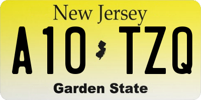 NJ license plate A10TZQ