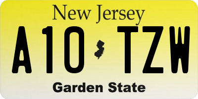 NJ license plate A10TZW