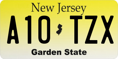 NJ license plate A10TZX