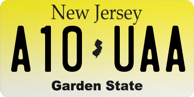 NJ license plate A10UAA