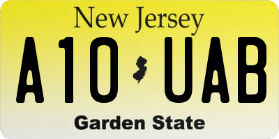 NJ license plate A10UAB