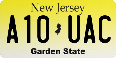 NJ license plate A10UAC