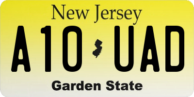 NJ license plate A10UAD