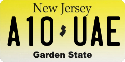 NJ license plate A10UAE